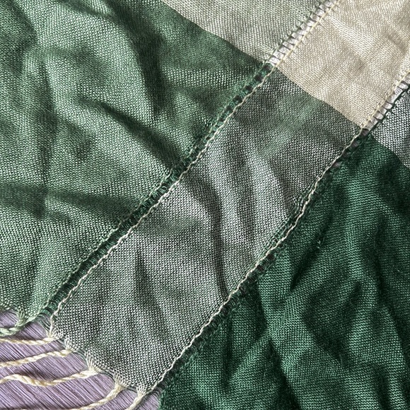 Green and Light Yellow Green Fringed Shemagh Scarf - Picture 3 of 4